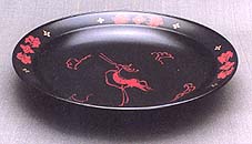 漢代漆絵文青海盆　径7寸